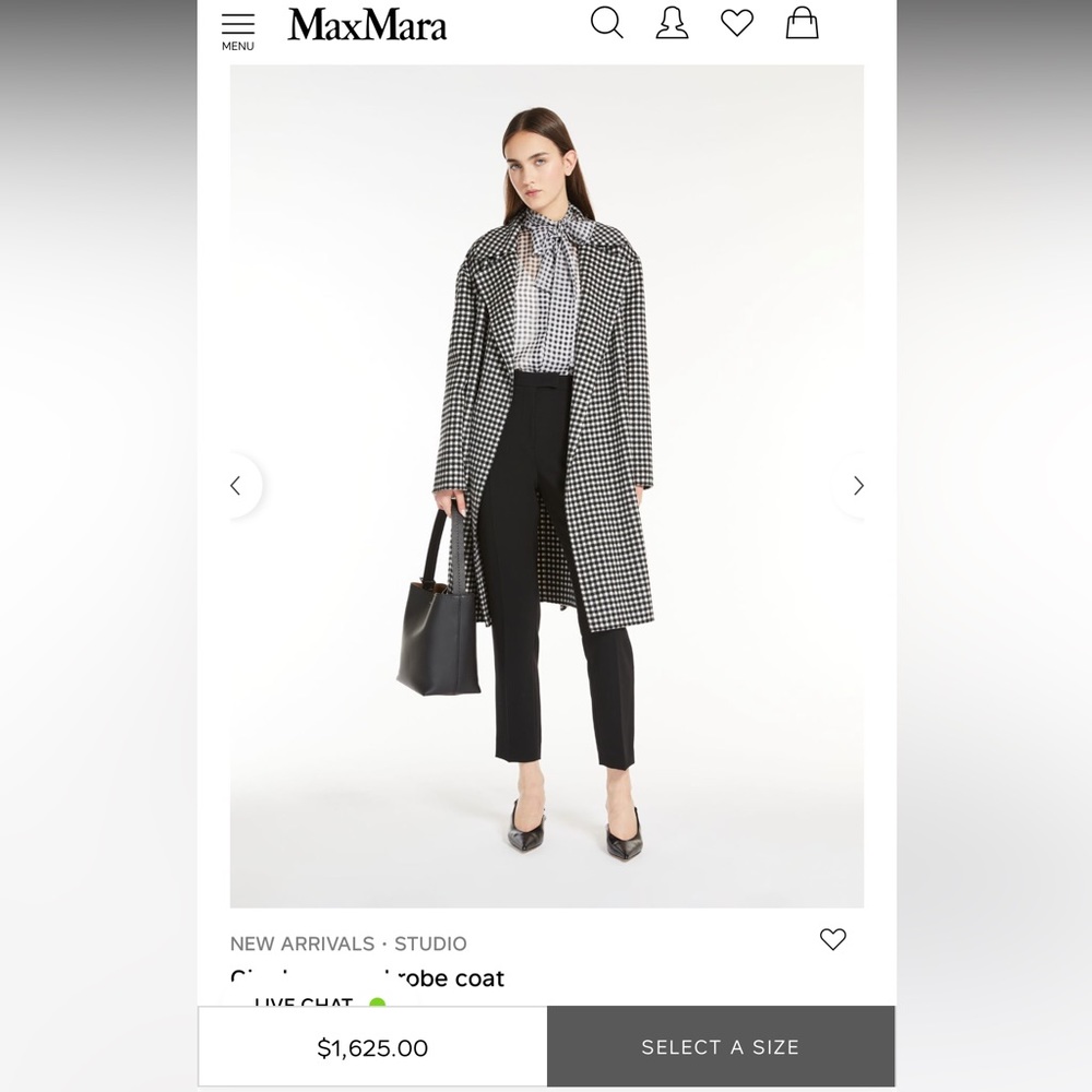 SOLD! NWOT Max Mara Studio Label-cut Alcade Check-Print Wool Wrap Coat Fall - Picture 6 of 17
